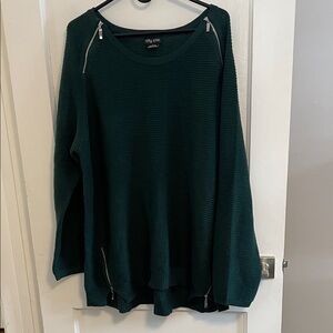 City Chic Green Sweater with Zipper Details